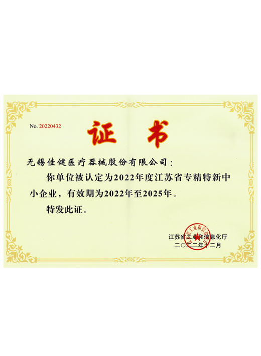 省专精特新中小企业证书